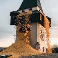 Vapiano Pasta Spills From Graz Clock Tower