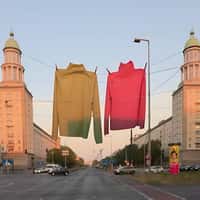 Drykorn Sweaters Hanging Over Intersection in Berlin