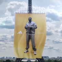 Adidas Giant Banner Hangs From Eiffel Tower