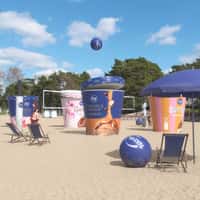 Fazer Giant Ice Cream Tubs Play Beach Volleyball