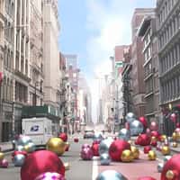 Zara Christmas Balls Bouncing in Broadway Street