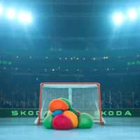 Skoda Colorful Clay Goalie Blocks Hockey Puck