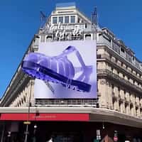 Galeries Lafayette Purple Shoe Flying