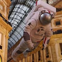 Prada Astronaut Floating Inside Mall