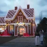 DM Store Turned Gingerbread House for Holiday