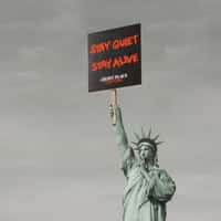 Paramount Pictures Statue of Liberty Holding Placard in NYC