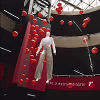 Renner Dressed Mannequin Floats From LED Screen