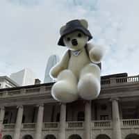 Prada Teddy Bear Sits Above Building in Hong Kong