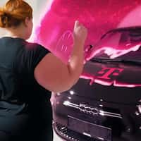 Magenta Telekom Car Covered by Pink Bubble