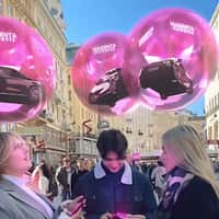 Magenta Telekom Pink Bubbles Floating Overhead