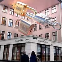 Padlock Charms Float Above Copenhagen Store