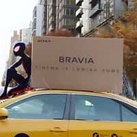 Sony Spider-Man Carrying TV Box Above Taxi