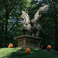 LEGO Mythical Creature Takes Flight in Park