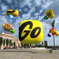 Yandex Go Logo and Balloons Inflated in Rostov