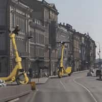 Yandex Go Giant Scooters Riding in the Streets