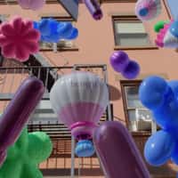 Benefit Cosmetics Mascara Balloon Floats Outside the Store