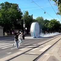 Skruf Container Rolls Freezing the Street