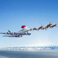 Emirates Christmas Airplane Pulled by Reindeers