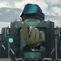 Electric Mountain Gloved Hand on Stage Screen