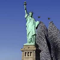 IKEA Statue of Liberty Wrapped With Comforter