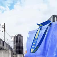 IKEA Blue Shopping Bag Beside Metro Viaduct