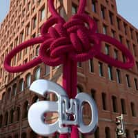 ZARA Red Cord Knotting on Building in Shanghai