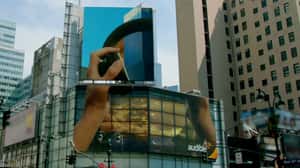 Audiobooks on Galactic Background  in a 3D Billboard Ad of Audible