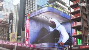 Human Figure with Dog's Face in a 3D Billboard Ad of  Balenciaga