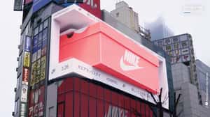 Shoe Box Shoe Factory in a 3D Billboard Ad of Nike