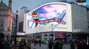 Football Player Emerges from Box in a 3D Billboard Ad of  Meta Quest