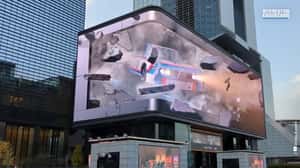 Car Transformation in Light Trail Tunnel in a 3D Billboard Ad of  BMW