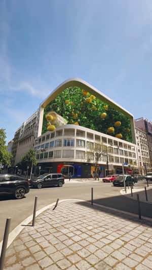 Juice Bottle Releases Lemons from Screen in a 3D Billboard Ad of Compal
