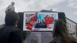 Bottle Pops Out of Screen in a 3D Billboard ad of Martini 