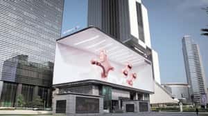 Droplet Morphs in a 3D Billbpard ad of Samsung Galaxy 