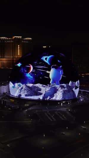 Bot Moves Through VR Worlds in a 3D Billboard ad of Android