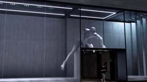 Dynamic Waves and Lights Fill Display in a 3D Billboard ad of Unknown