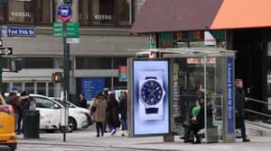 Watch Floats in Concrete Platform in a 3D Billboard Ad of Loro Piana