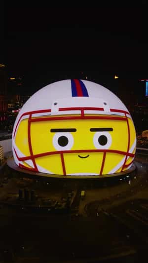 Spinning Emoji with Changing Expressions and Helmets in a 3D Billboard ad of Unknown