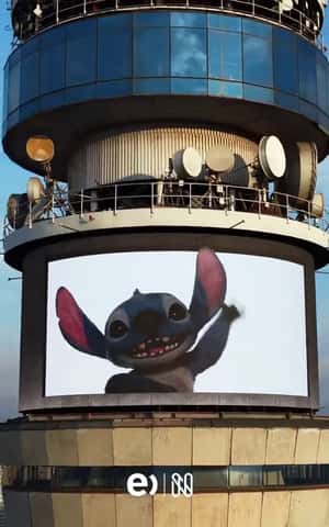 Stitch Shows Playful Antics in a 3D Billboard ad of Disney