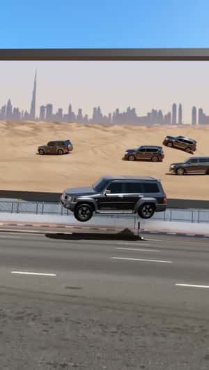Cars Drift Out From Billboard in a fake-out-of-home of Nissan