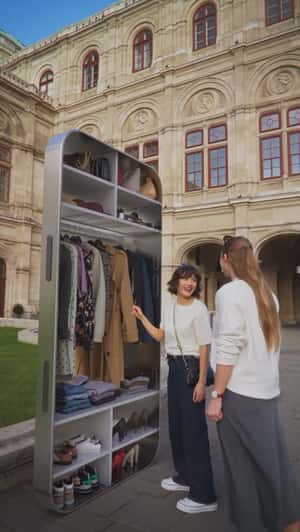 Smartphone Transforms into a Wardrobe in a fake-out-of-home ad of Willhaben