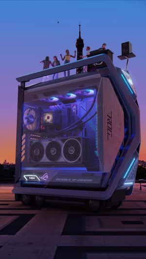 CPU on Wheels Rolls at Eiffel Tower fake-out-of-home of ROG