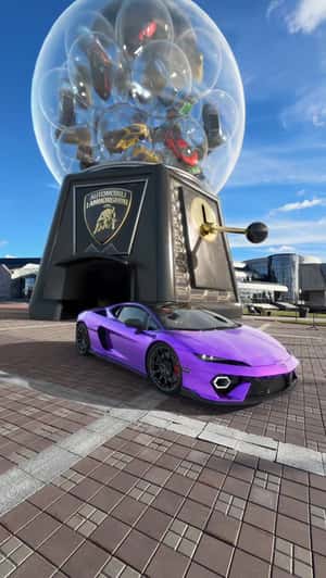 Cars Inside a Gumball Machine in a fake-out-of-home of Lamborghini