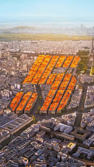 Parisian Buildings Formed Number 5 in a fake-out-of-home ad of Renault