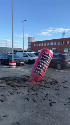 Sports Drink Crashed in Parking Space in a fake-out-of-home ad of Kaufland