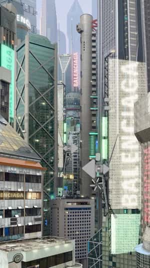 Futuristic City Architecture in a fake-out-of-home ad of Balenciaga