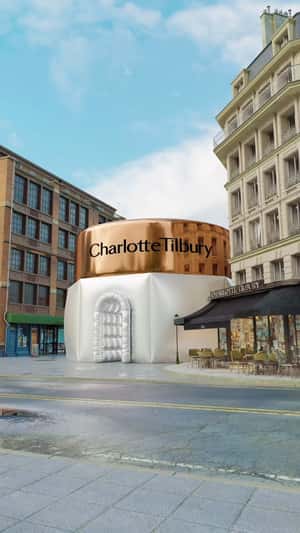 Inflated Pop Up Store in a fake-out-of-home ad of Charlotte Tilbury