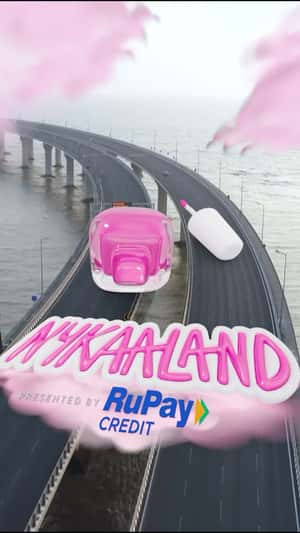 Pink Polish Colors Signage in a fake-out-of-home ad of Nykaa