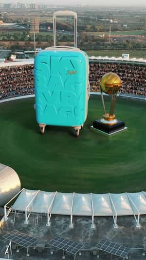Luggage Unveils Trophy in Stadium in a fake-out-of-home ad of Skybags