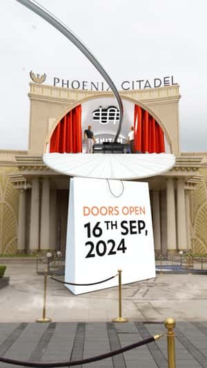 Shopping Bag Slides From Façade in a fake-out-of-home ad of Snitch